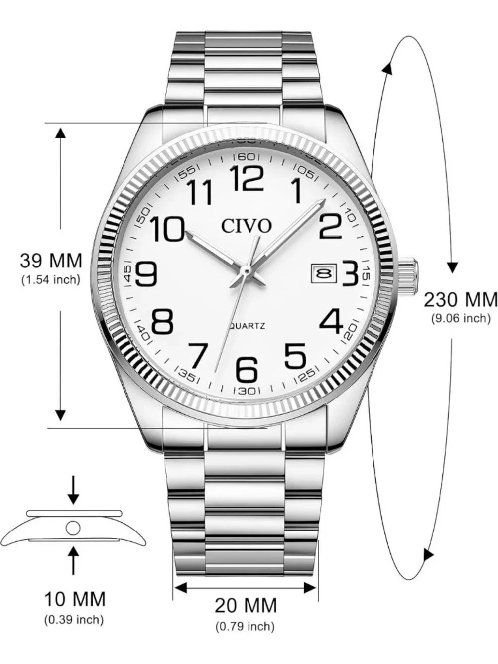 Stylish Silver Analog Dress Watch for Men - Stainless Steel, Date Feature